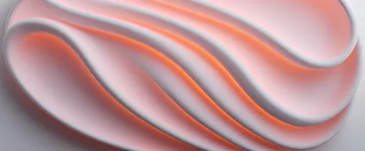 Abstract 3D Wavy White Forms With Orange Glow