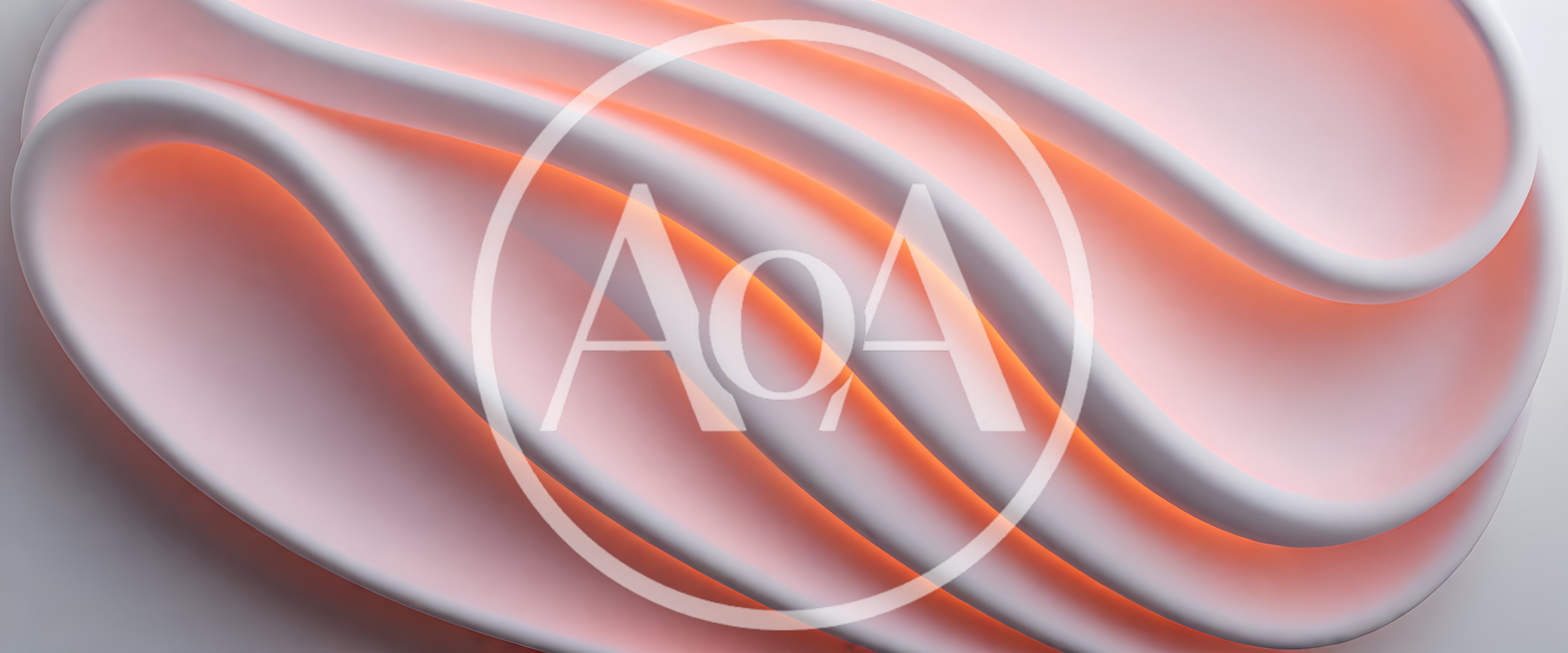 Abstract 3D Wavy White Forms With Orange Glow