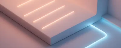 Abstract 3D Rendered Platform With Neon Lighting