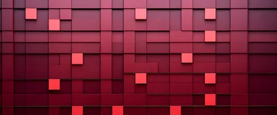 Abstract Red Geometric Wall With Floating Square Tiles