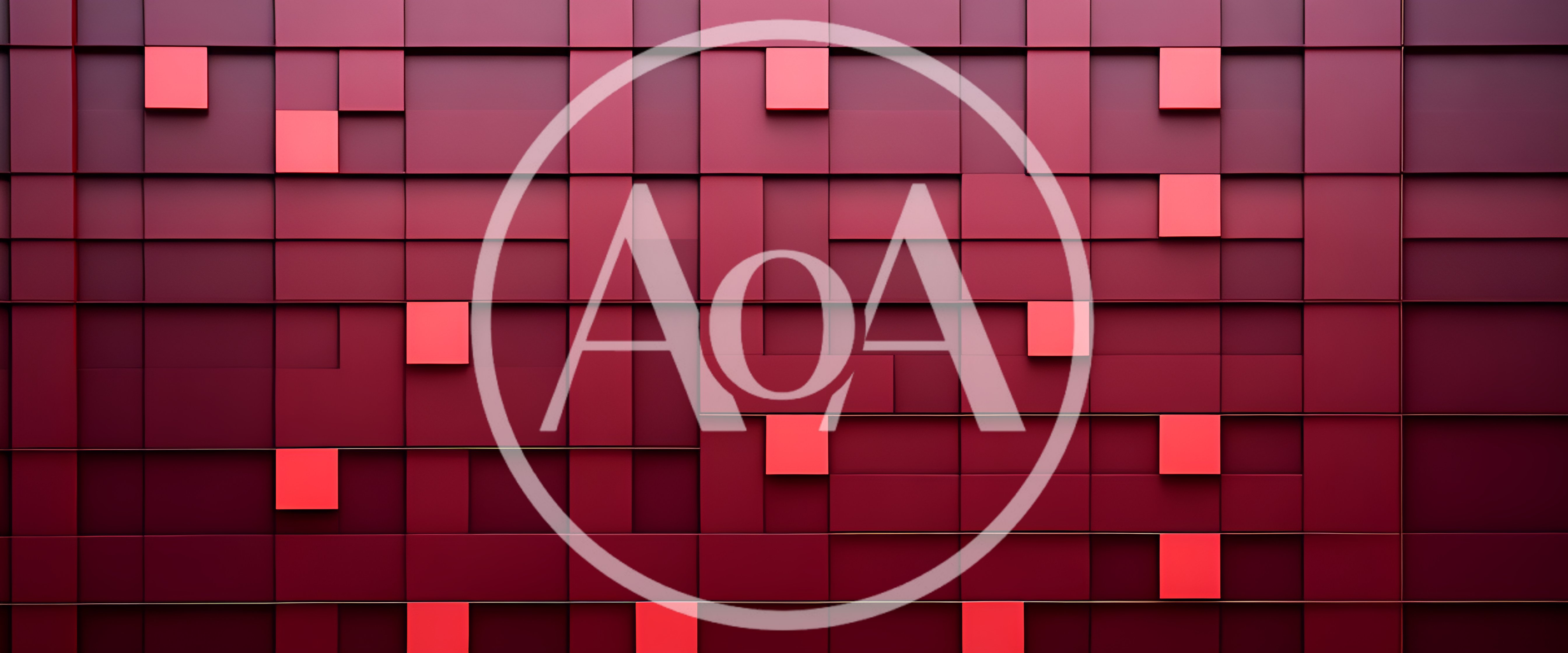 Abstract Red Geometric Wall With Floating Square Tiles