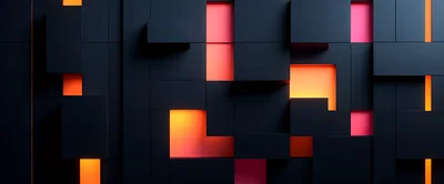 Abstract 3D Geometric Wall With Glowing Neon Lights