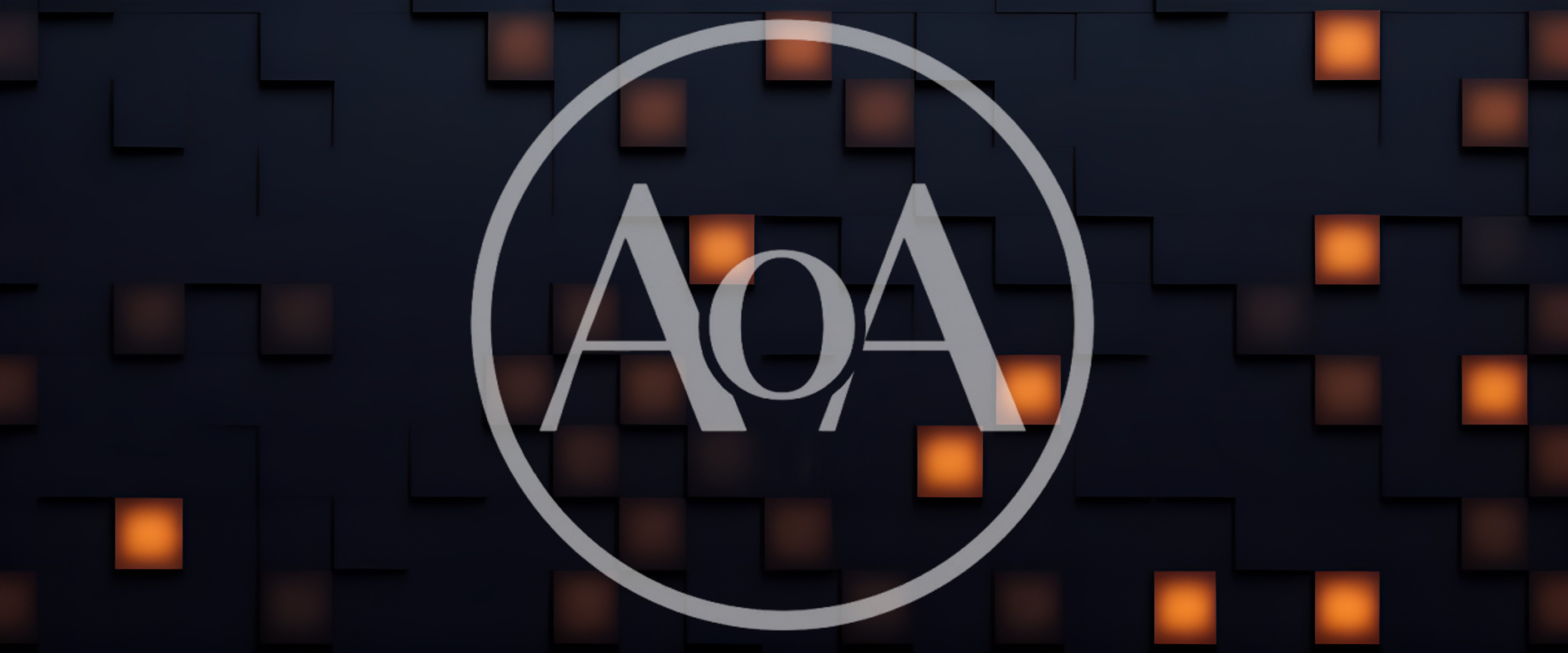 Abstract Dark Wall With Glowing Orange Square Panels