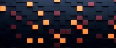 Abstract Background Of Glowing Orange And Dark Cubes