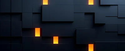 Abstract Dark Geometric Background With Glowing Orange Lights