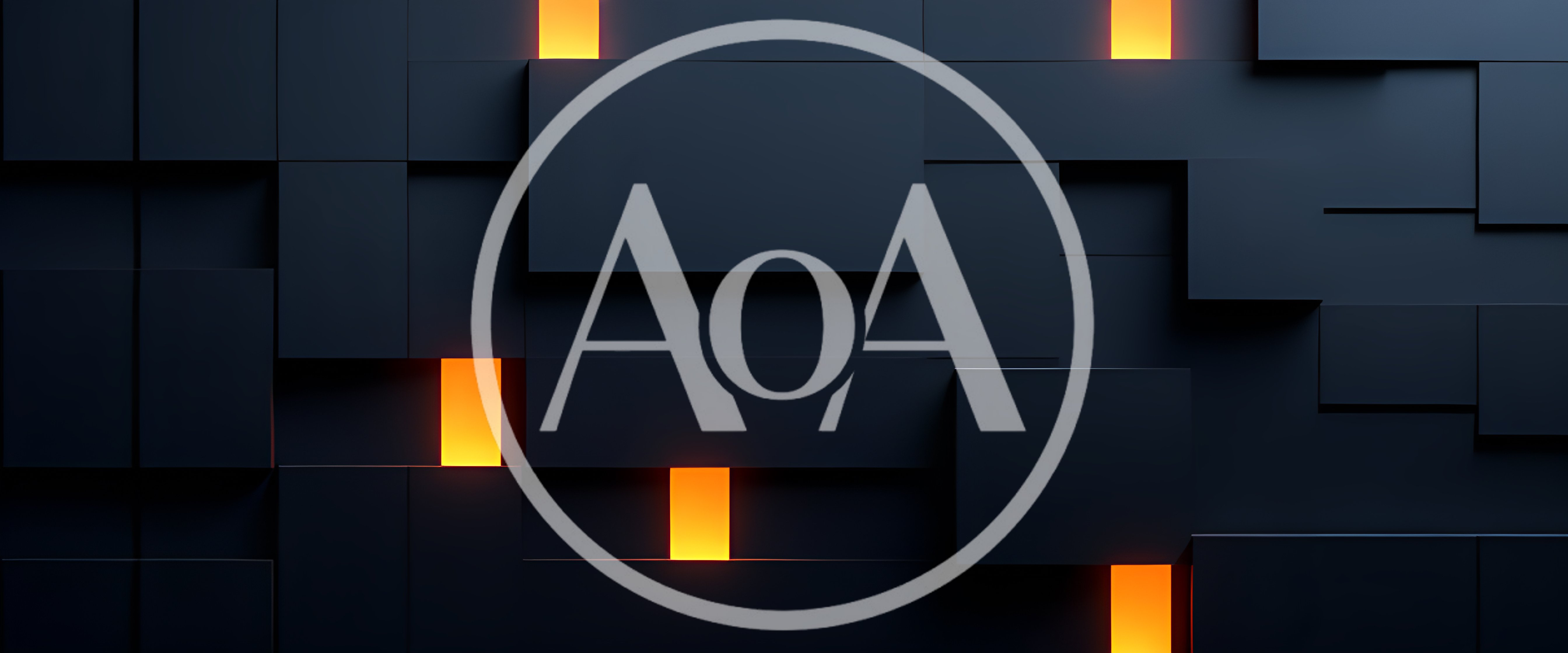 Abstract Dark Geometric Background With Glowing Orange Lights