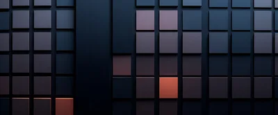 Abstract 3D Grid With Glowing Orange Square Tiles