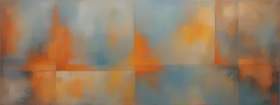 Abstract Oil Painting With Geometric Panel Composition