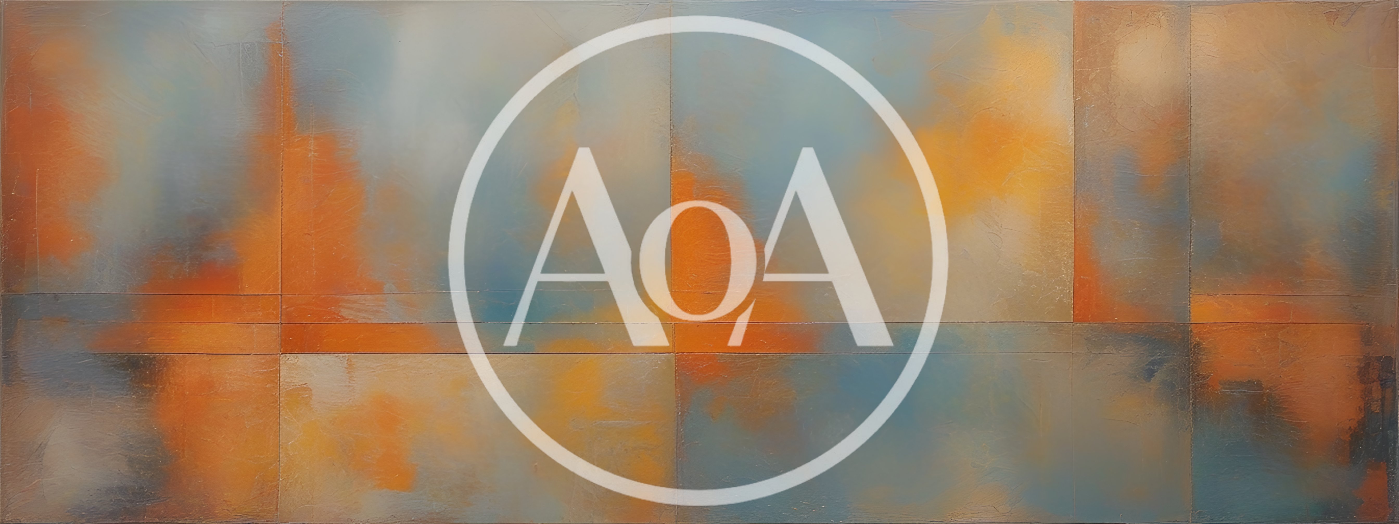 Abstract Oil Painting With Geometric Panel Composition