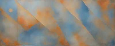 Abstract Geometric Painting With Blue And Orange Hues