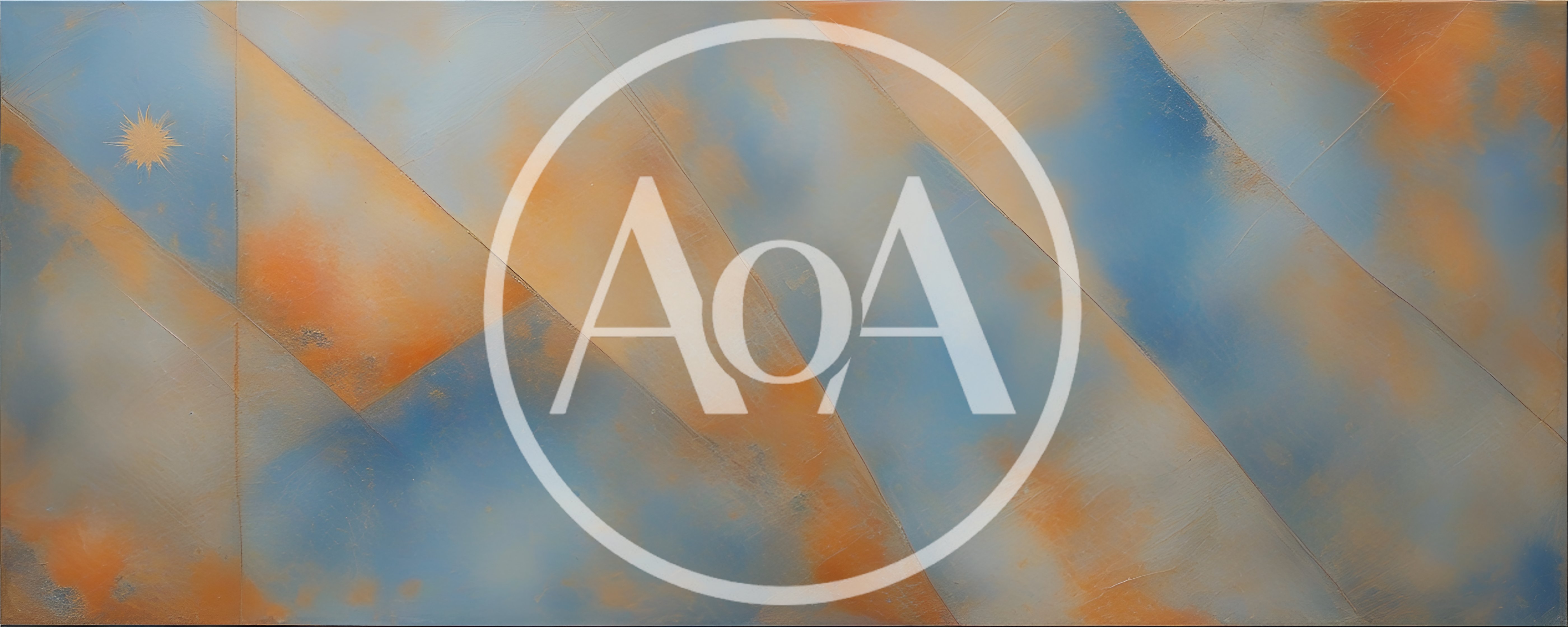 Abstract Geometric Painting With Blue And Orange Hues