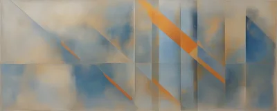 Abstract Geometric Painting With Blue And Orange Tones