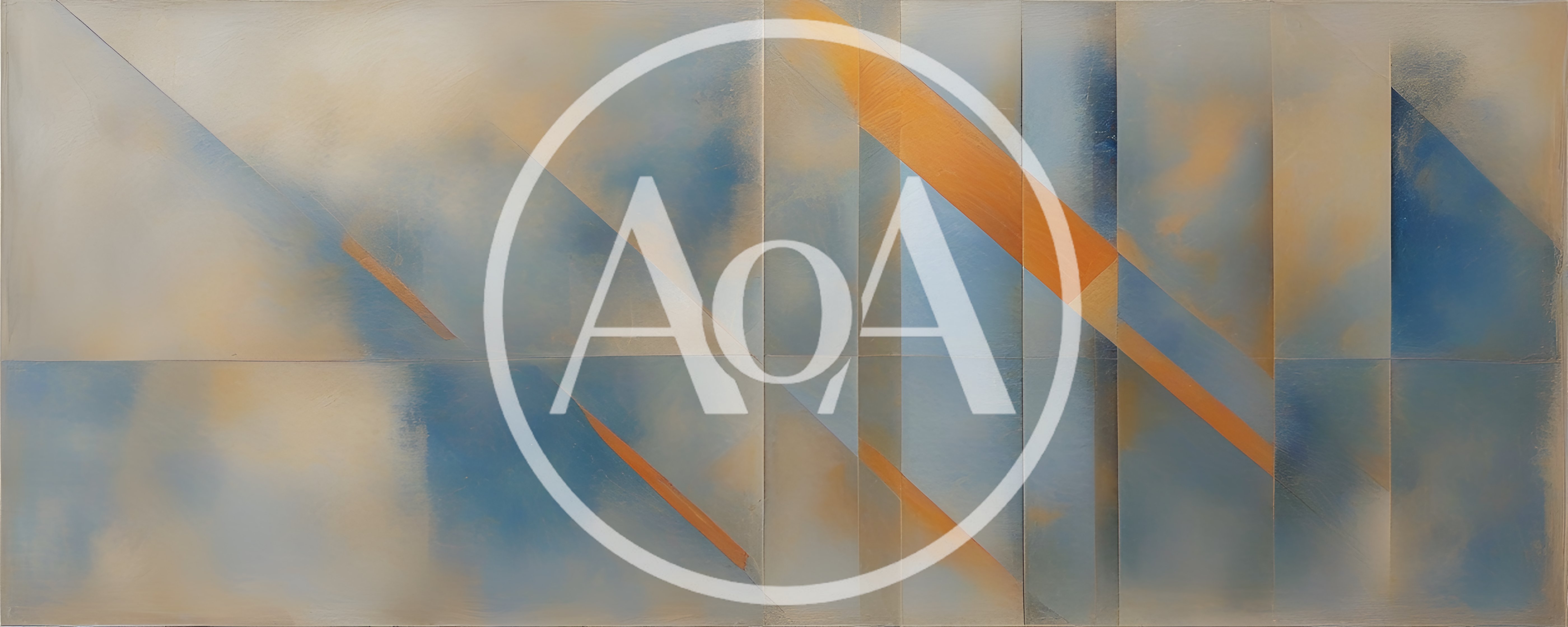 Abstract Geometric Painting With Blue And Orange Tones