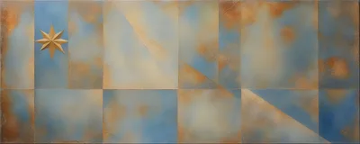 Abstract Geometric Painting With Gold Star Motif