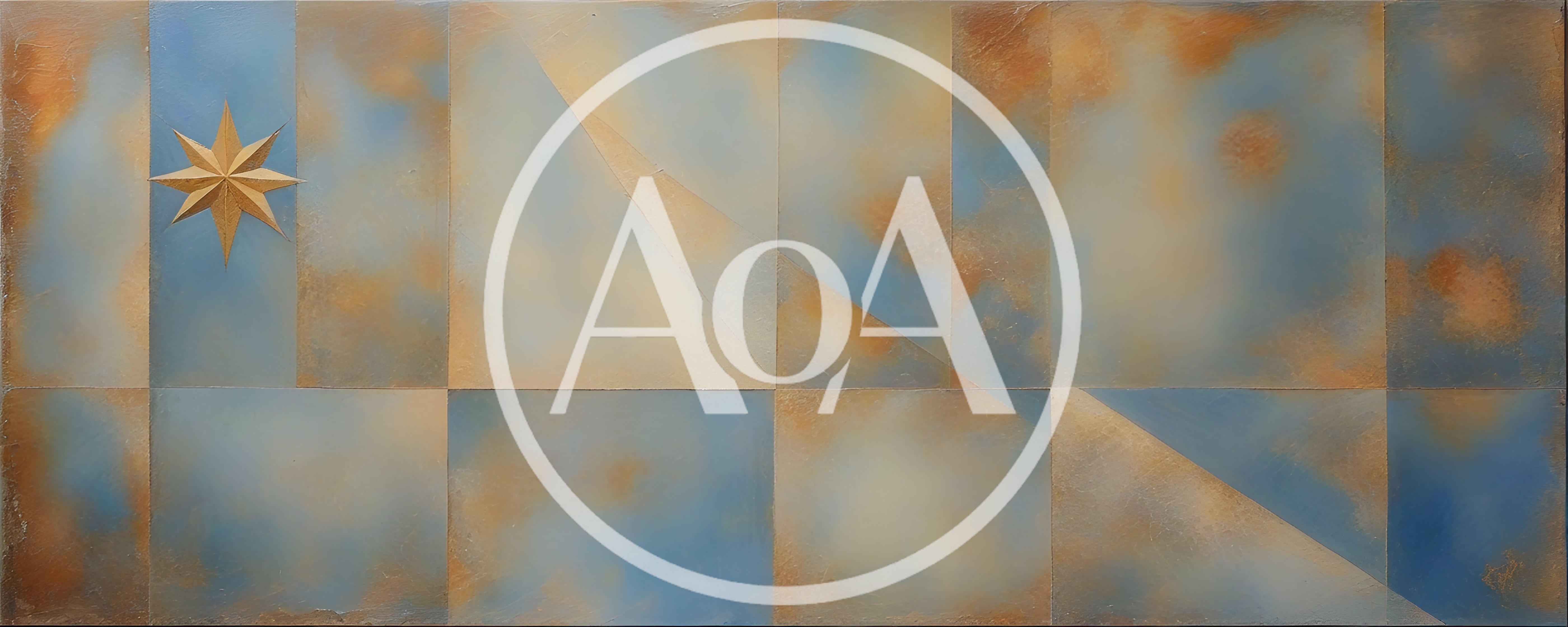 Abstract Geometric Painting With Gold Star Motif