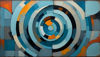 Abstract Geometric Circular Pattern Oil Painting