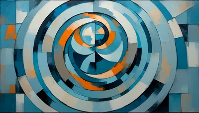 Abstract Geometric Spiral Pattern With Blue And Orange Tones