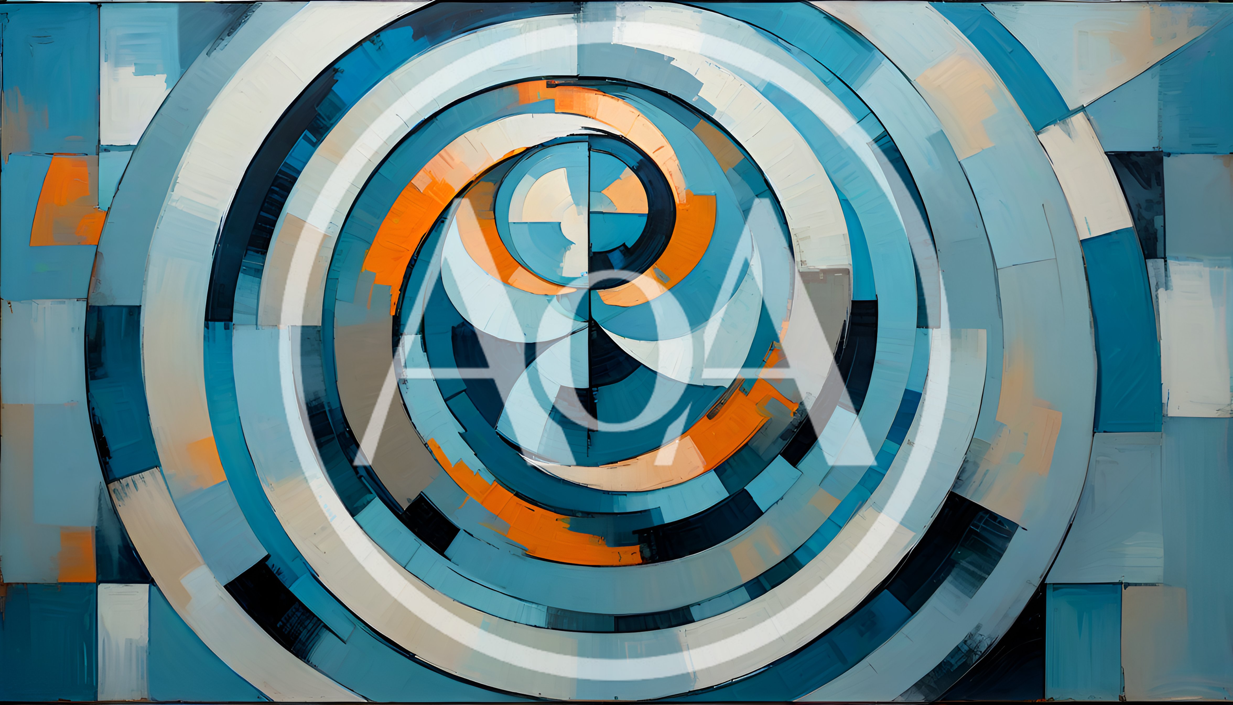 Abstract Geometric Spiral Pattern With Blue And Orange Tones