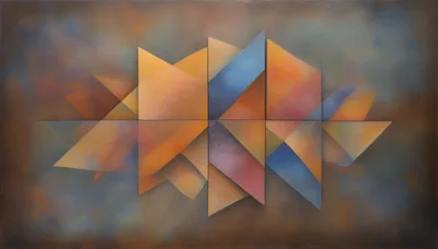 Abstract Geometric Painting With Overlapping Triangular Shapes
