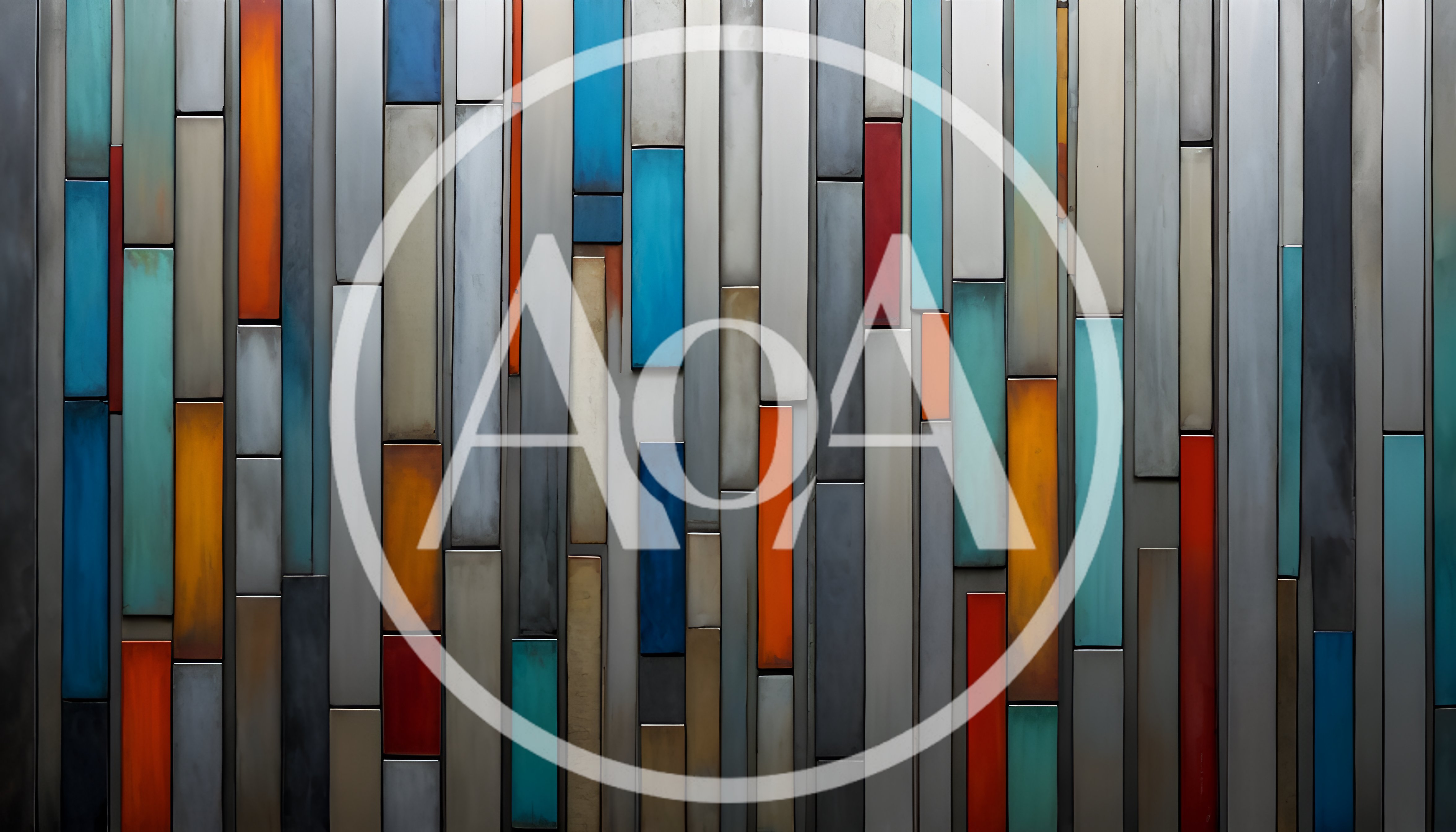 Abstract Metal Wall With Colorful Rectangular Panels