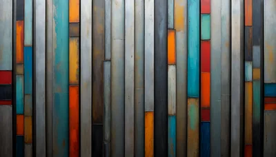 Abstract Vertical Metal Panels With Colorful Painted Textures