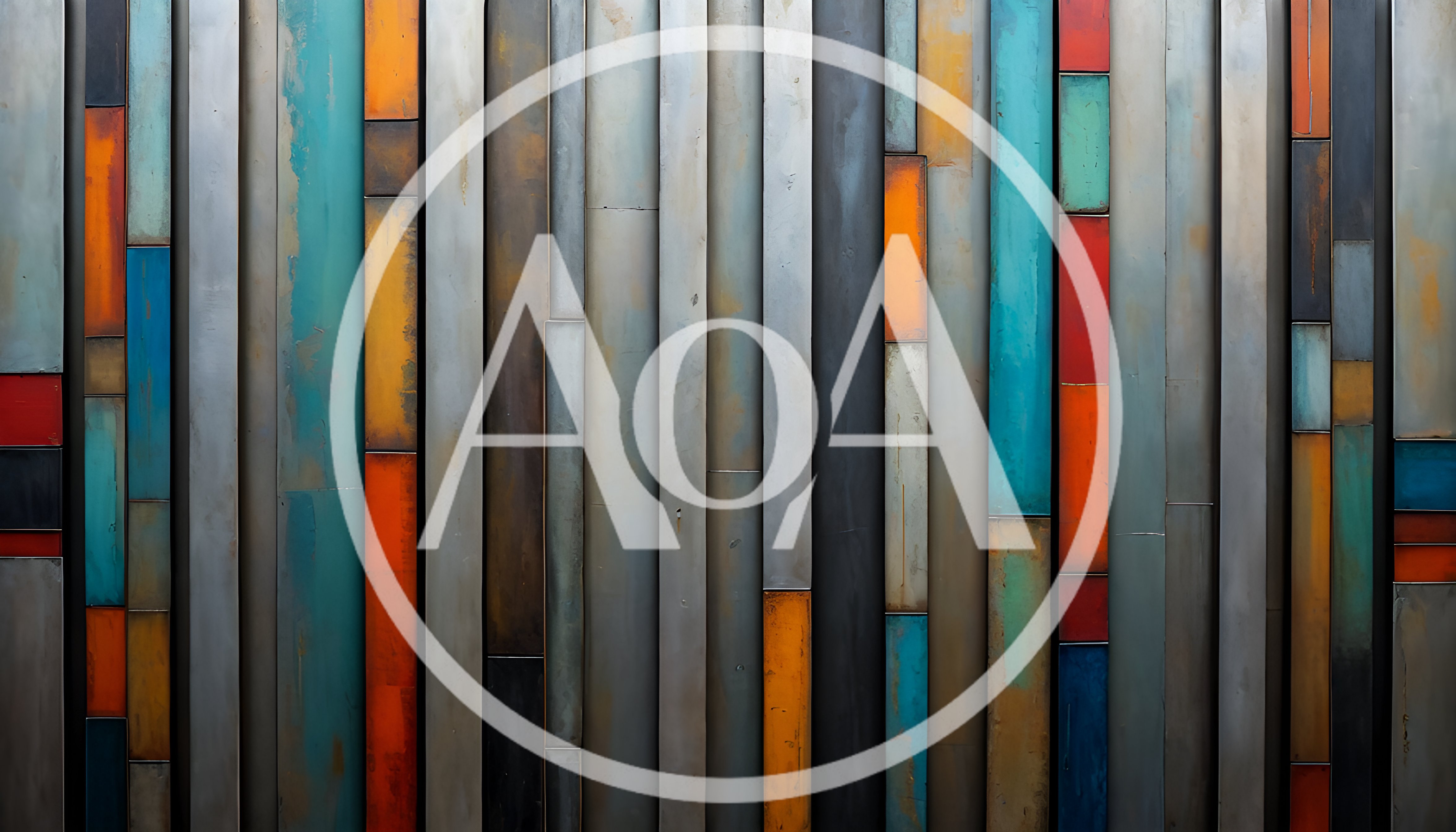 Abstract Vertical Metal Panels With Colorful Painted Textures