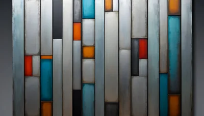 Abstract Metal Wall Art With Geometric Colored Panels