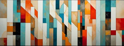 Abstract Geometric Wall Art With Vibrant Color Blocks