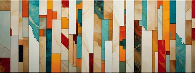 Abstract Geometric Wall Art With Marble Texture Panels
