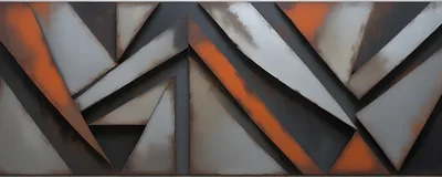 Abstract Geometric Metal Wall Art With Rust Texture