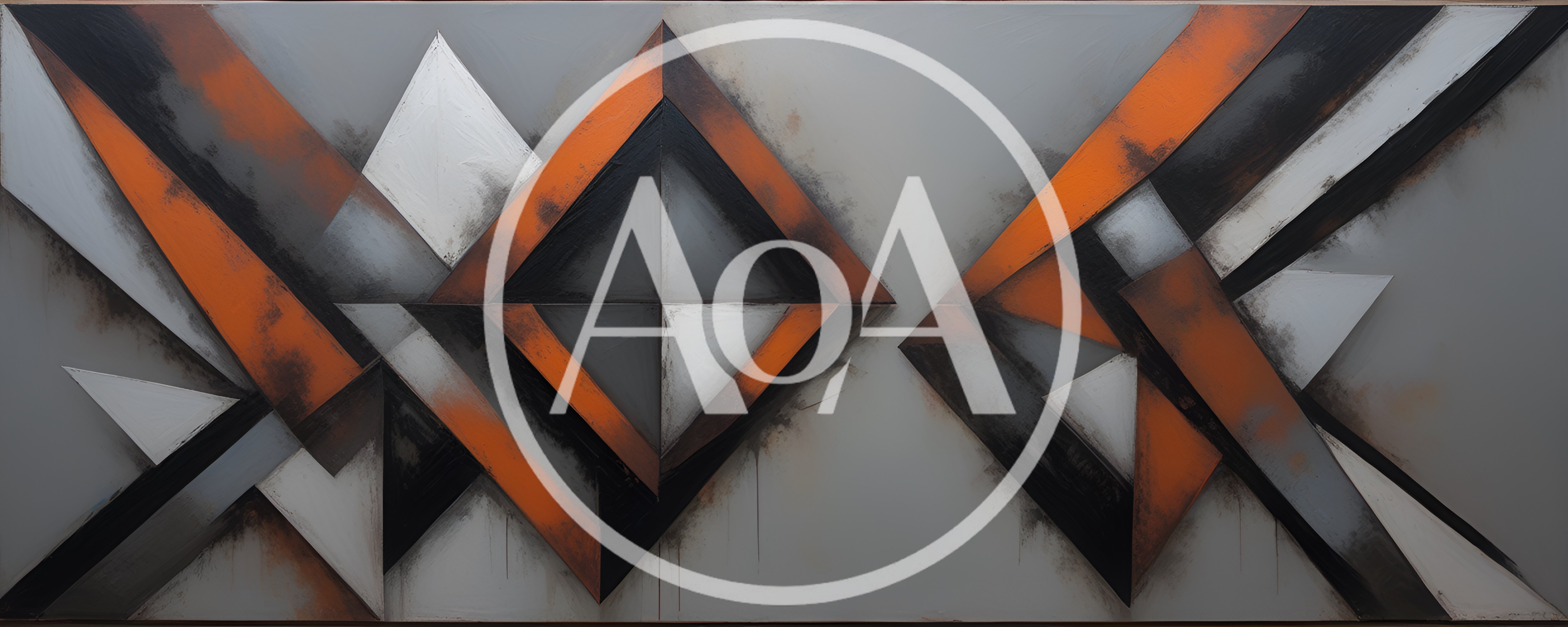Abstract Geometric Painting With Orange And Grey Tones