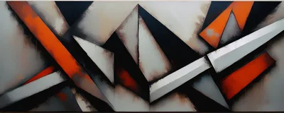 Abstract Geometric Composition With Orange And Grey Shapes