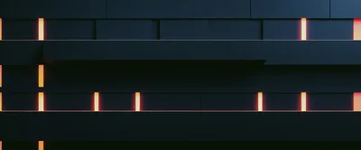 Abstract Dark Geometric Wall With Glowing Orange Light Strips
