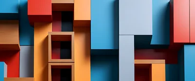 Abstract Geometric Wall With Colorful 3D Blocks