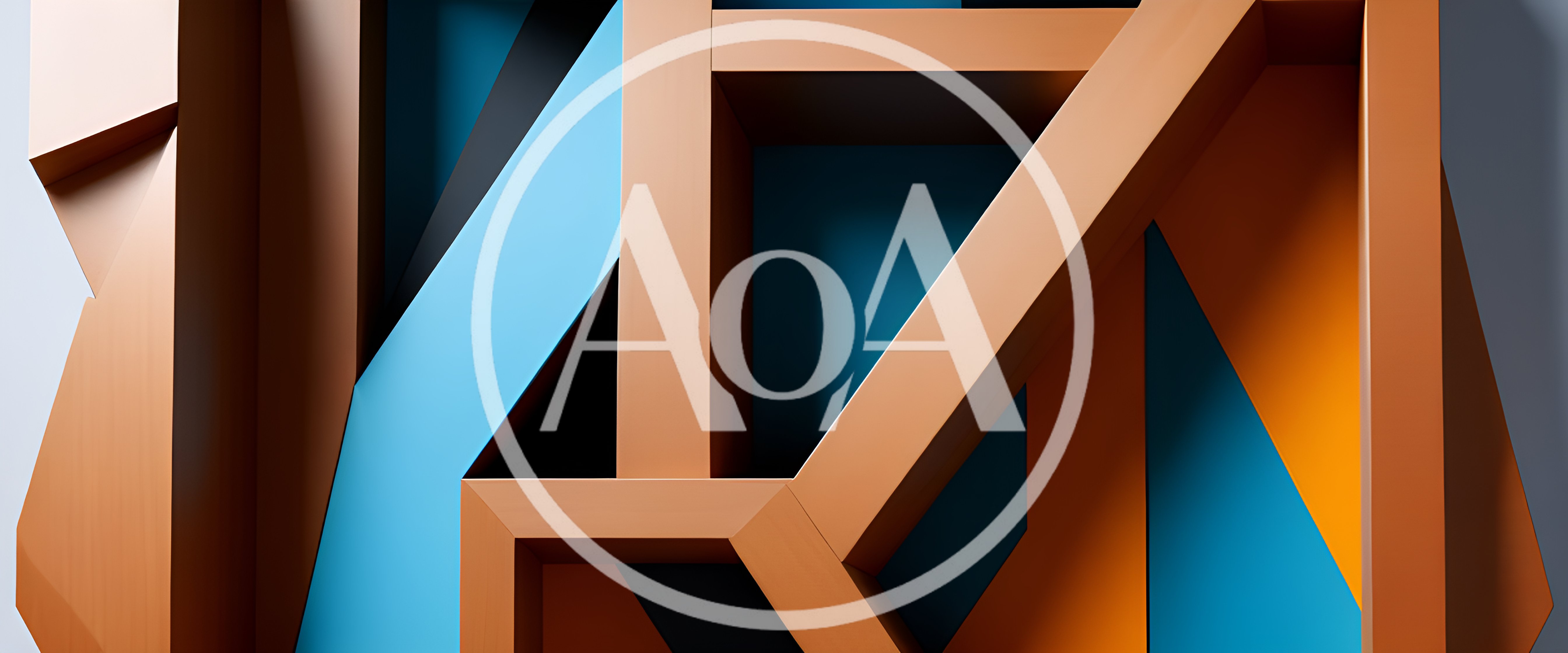 Abstract Geometric Structure With Orange And Blue Panels