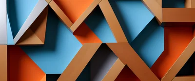 Abstract Geometric Pattern With Orange And Blue Shapes