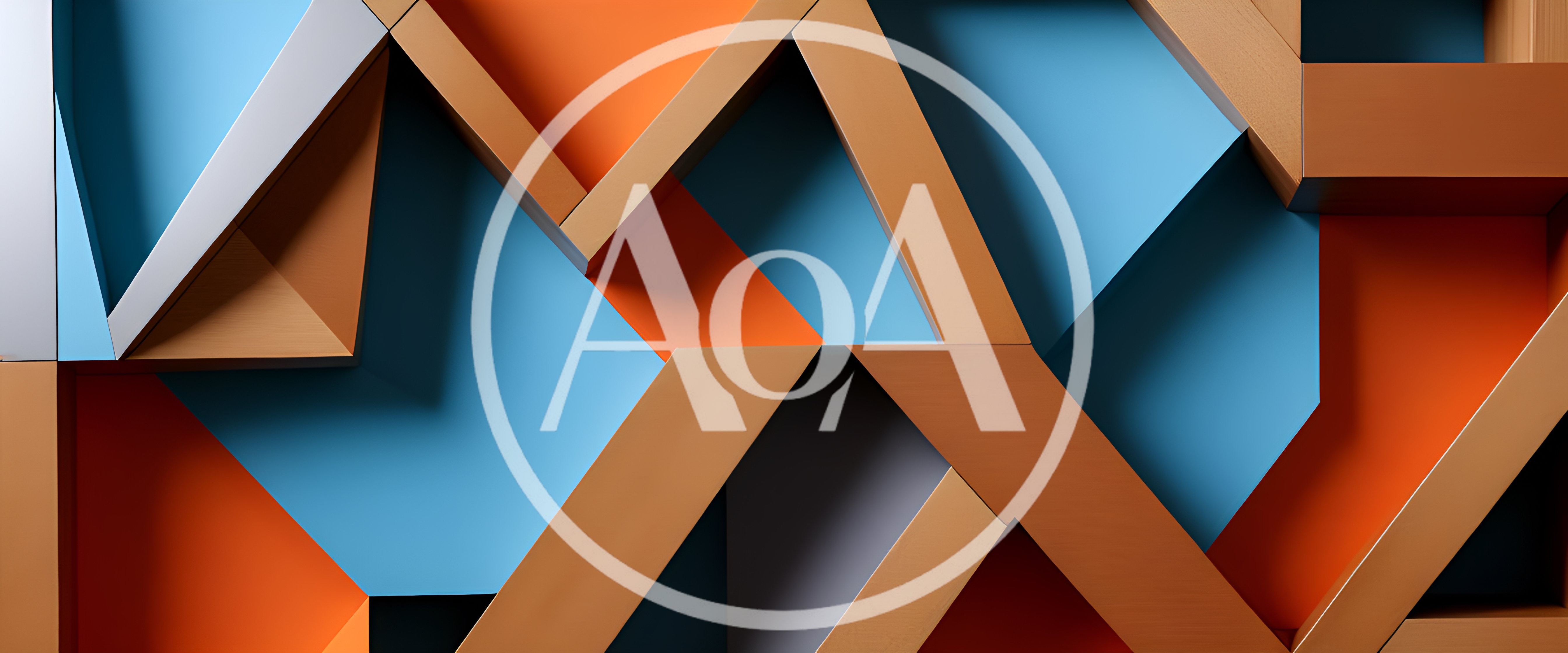 Abstract Geometric Pattern With Orange And Blue Shapes