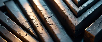 Abstract Geometric Structure With Cracked Dark Texture