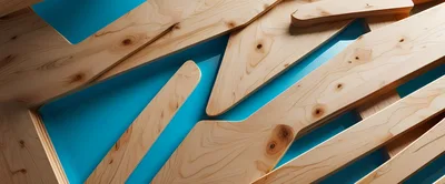 Abstract Wooden Planks Over Blue Background