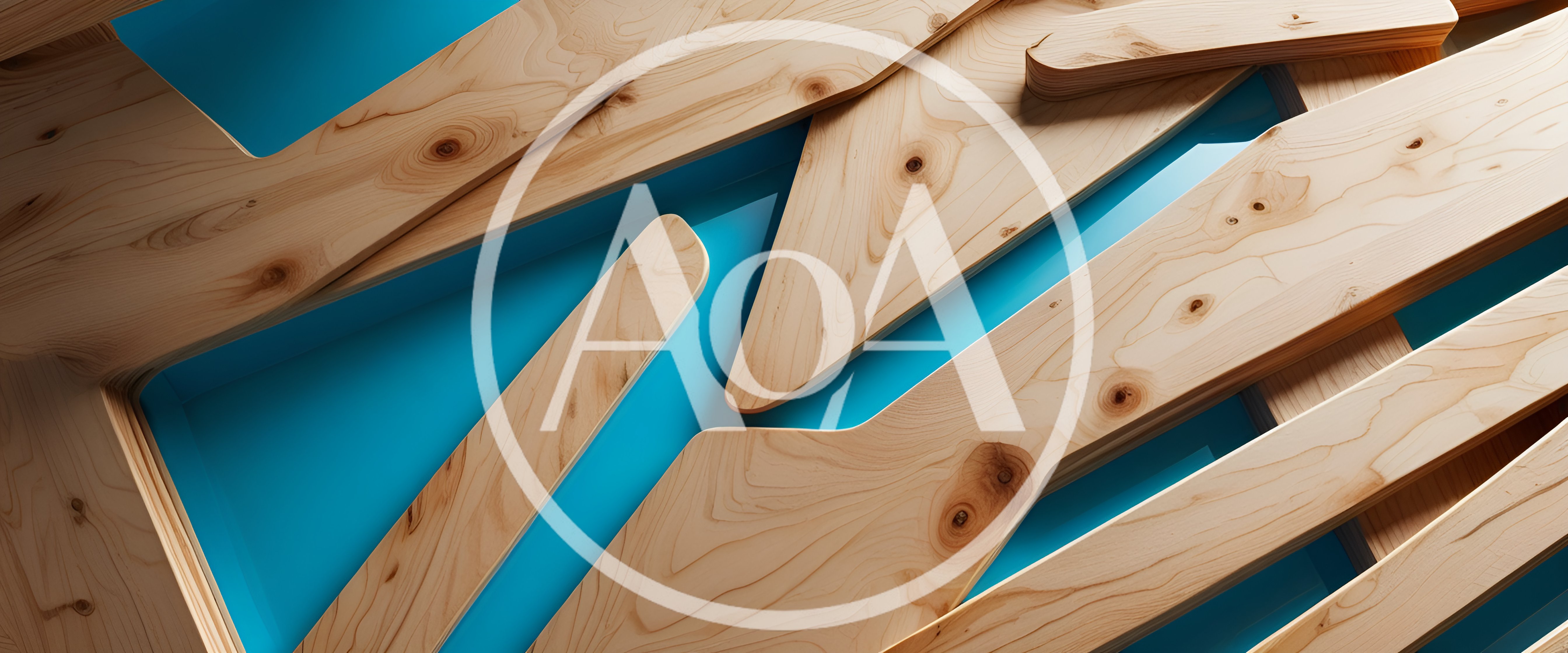 Abstract Wooden Planks Over Blue Background