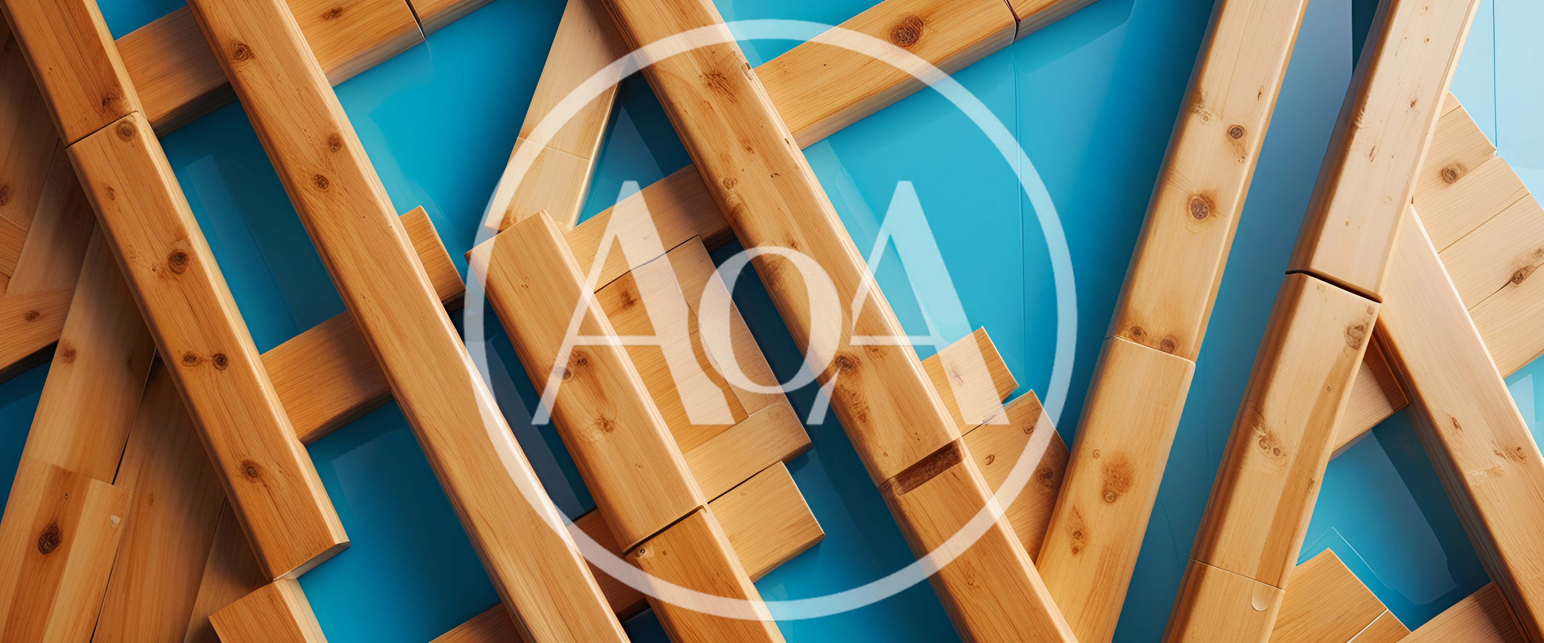 Wooden Planks Arranged Randomly On Blue Surface