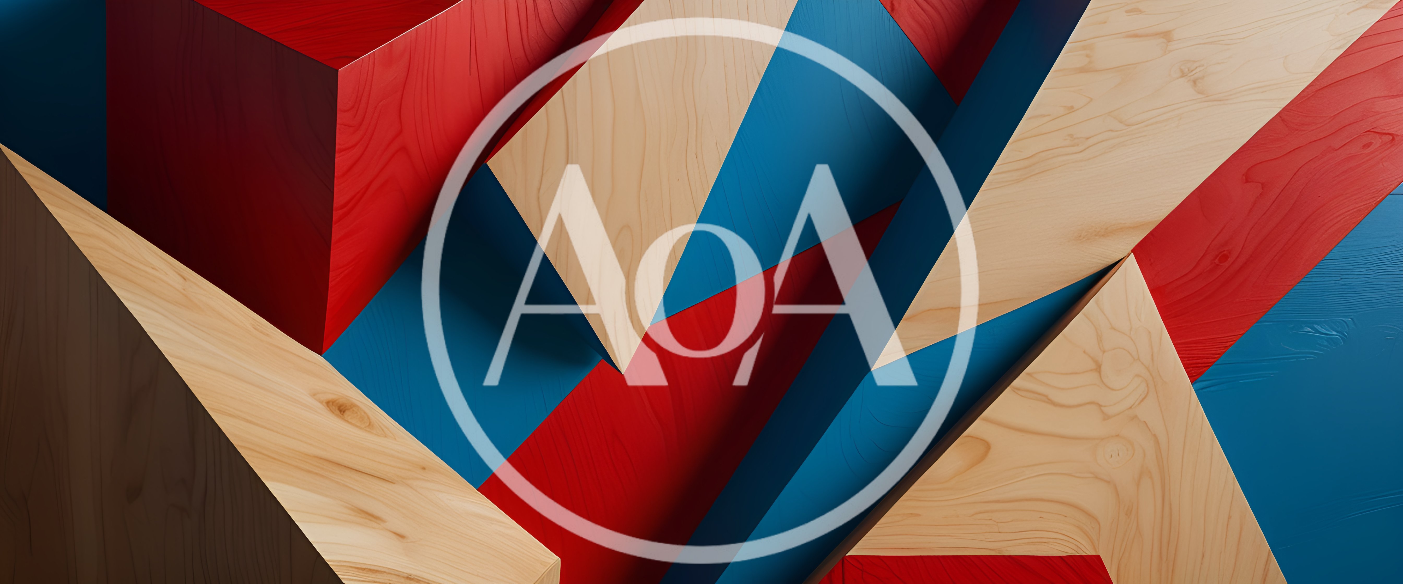 Abstract Geometric Composition With Wood And Colored Blocks