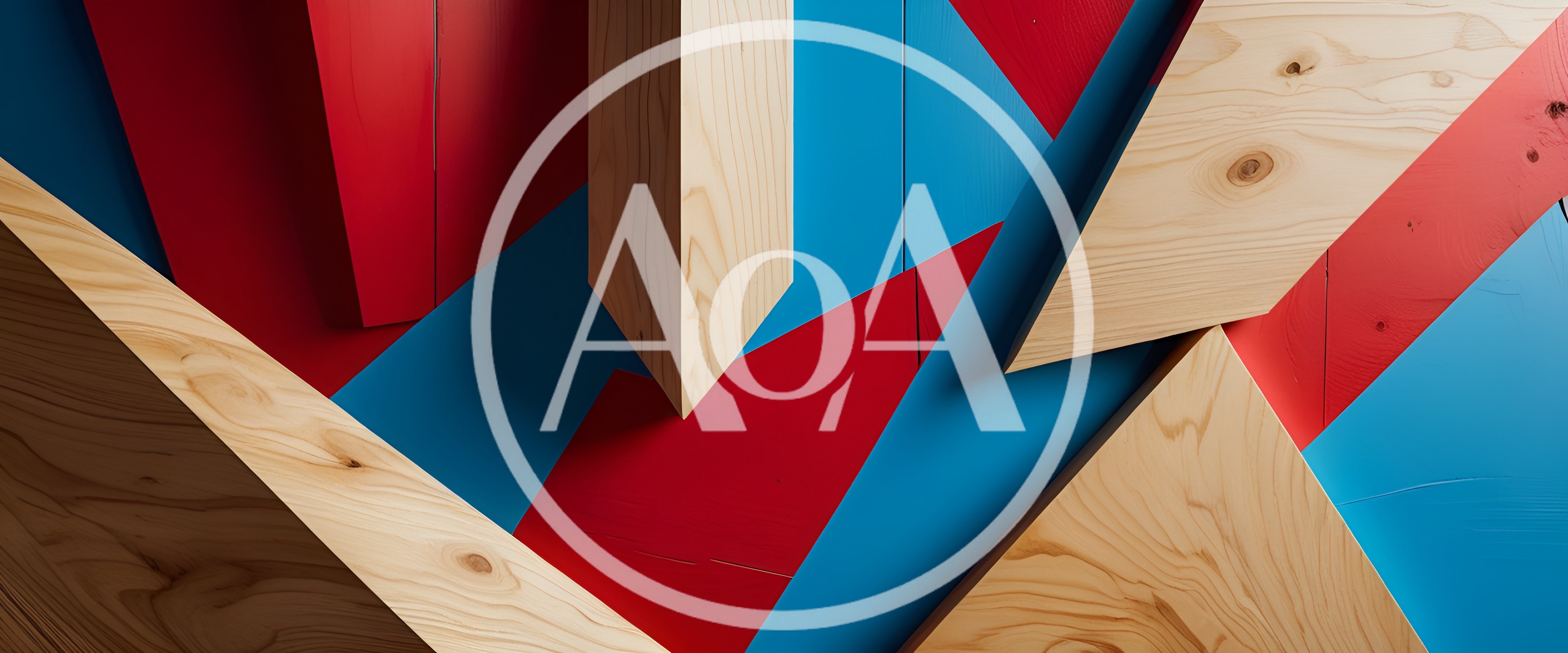 Abstract Geometric Composition Of Wood And Painted Panels