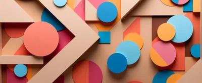 Abstract Geometric Composition With Colorful 3D Shapes