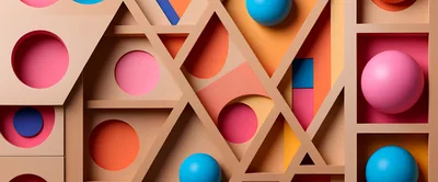 Abstract Geometric Composition With Spheres And Structural Frames