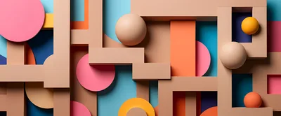 Abstract 3D Geometric Composition With Spheres And Blocks