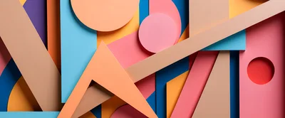 Abstract Geometric Shapes Composition With Vibrant Colors