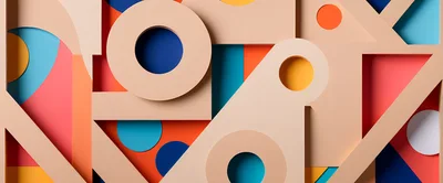 Abstract Geometric Paper Cutout Composition With Vibrant Colors