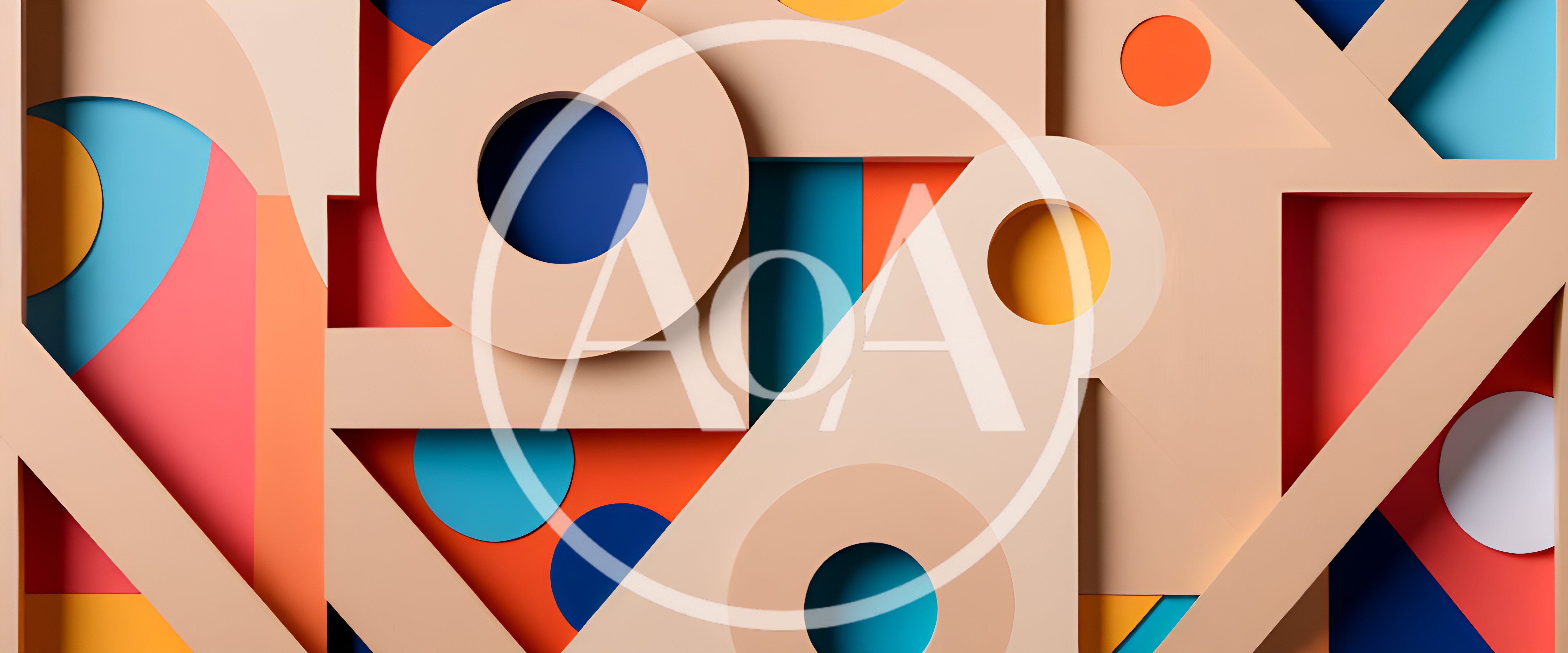 Abstract Geometric Paper Cutout Composition With Vibrant Colors