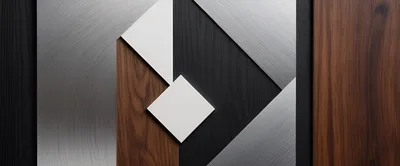 Abstract Geometric Wall Panel With Wood And Metal Textures
